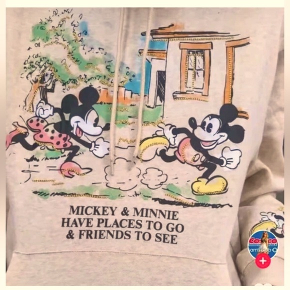 NWTS Disney Mickey & Minnie Character Graphic Hoodie - Cream - Picture 5 of 16